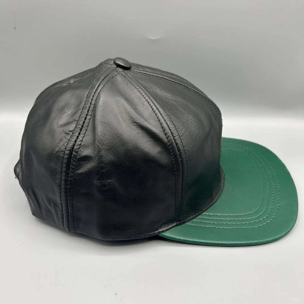 Boston Celtics NBA Hat‎ Men Black Green Leather Adidas Snap Back Cap